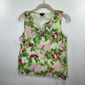 Talbots Floral Ruffle Neck Sleeveless Lined Top Petites Size‎ 8P